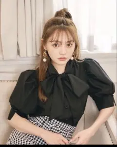 GRL ボウタイブラウス[k8828w］ブラック