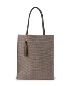 grove トートバッグ チェック タッセル縦型トート ブラウン