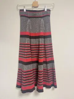 snidel ニットスカート#赤茶シルバー×ボーダーF