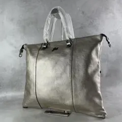 美品 Gabs ガブス シルバー ハンドバッグ - メルカリ