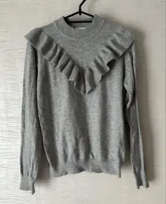 ●earth フリルニット●グレー　M