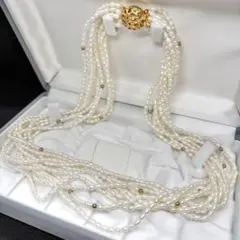 ✨美品✨ 本真珠 パール ネックレス ケシ ライス 10連 SILVER k18
