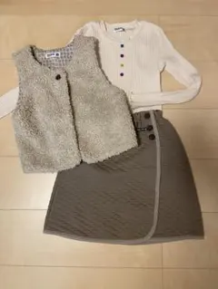 ラグマート　カットソー、スカート、ベスト 3点セット　120 ボアベスト美品