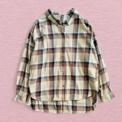 【cepo】長袖 スキッパー ネルシャツ ゆったり オーバーサイズ ナチュラル