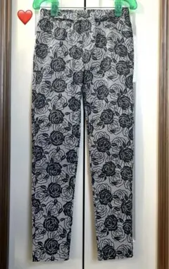 Y2Kグランジ　レギンス　スキニー　スパッツ　レース　だまし絵　バラ柄　ロック