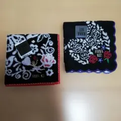 ANNA SUI タオルハンカチ ２枚セット ローズ柄 薔薇 黒のサムネイル