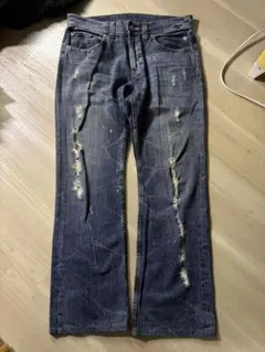 00s シルバー ラメ ペイント クラッシュ デニム swag y2k グランジのサムネイル