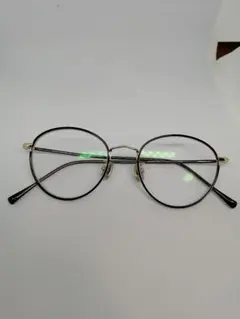 ラウンドメガネ ブラック/ゴールド メタルフレーム