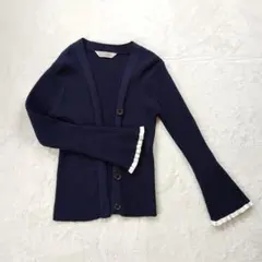 美品　トラッゾドンナ　カーディガン　 長袖　　リブ　 ネイビー　トップスのサムネイル