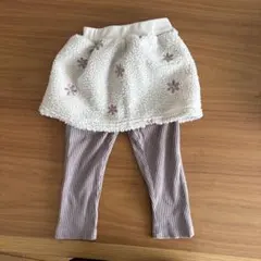 スカート付きレギンス 90サイズ ホワイト/パープル