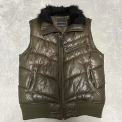 VIRGIN VOYAGE ファー付き ダウンベスト Mサイズ 茶色 ブラウン