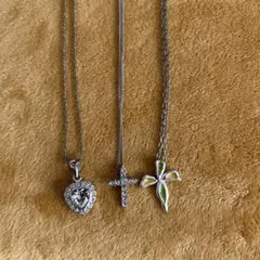 ハート クロスネックレス ３点セット