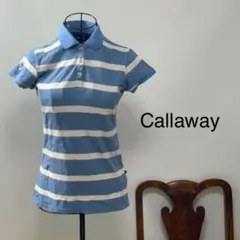 E2153【ゴルフ女子Mサイズ】Callawayボーダーストライプ　ポロシャツ