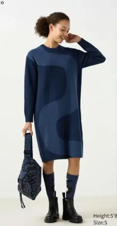 美品ユニクロ xマリメッコ ラムクルーネック ワンピース XL