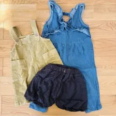 マスタードコーデュロイジャンパースカート/サロペットセット