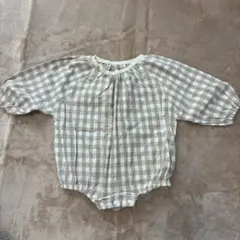 コットン ギンガムチェックロンパース 73cm