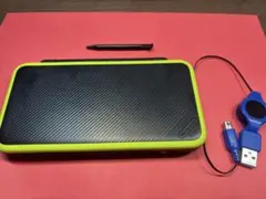 動作◎ newニンテンドーnew3dsLL ライム×ブラック 充電器、ケース付き 