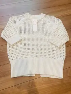 （新品）Techichi メッシュ編み五分袖ニット