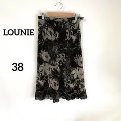 【ルーニィ】フレアスカート 38 ブラック 花柄 上品 フォーマル オシャレ