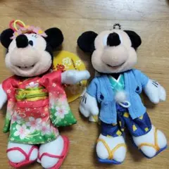 ミッキー ミニー ぬいぐるみ バッジ ２点セット お正月2010