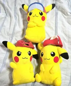 ピカチュウ でっかいぬいぐるみ 3体セット 帽子 ポケモン まとめ売り