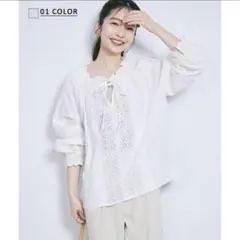 新品未使用　BASEMENT online レースデザインブラウス