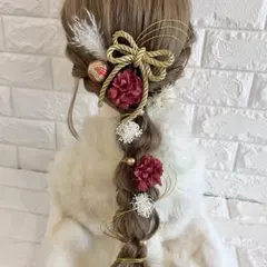 レッド♡金箔付♡髪飾り ヘッドドレス 前撮り 成人式 卒業式 七五三