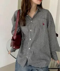US POLO ASSN ギンガムチェック ボタンアップシャツ　ブラック