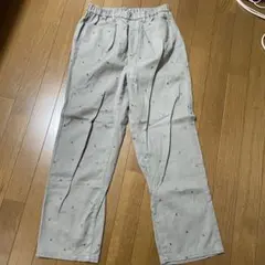 ドット柄カジュアルパンツ グレー