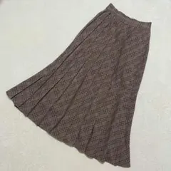 レトロガール◇タータンチェック プリーツロングスカート ナチュラル レトロ M