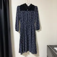 花柄ワンピース 襟付き