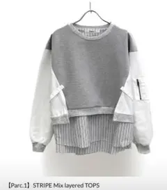 美品　parc.1 ストライプミックスレイヤードトップス