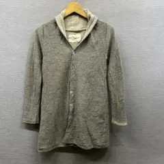 美品 パパス ノースリーブ 麻 カーディガン ベスト メンズ L グレー 
