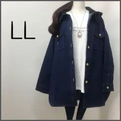 k399☆LL☆フード付き　デニムジャケット　ストレッチ