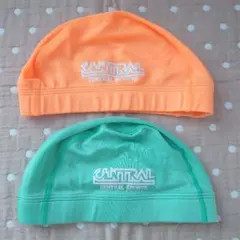 セントラルスポーツ　水泳帽　オレンジ　緑