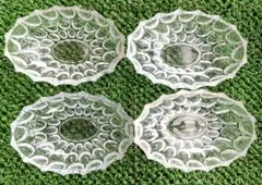 HOYAクリスタルガラス 楕円形サラダボウル4個セット 昭和レトロ