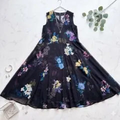 【極美品】2024モデル ダイアグラム フラワー ワンピース ロング 花柄 紺