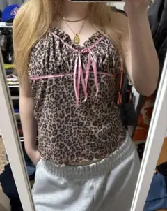 ヒョウ柄キャミソール平成ギャルy2k