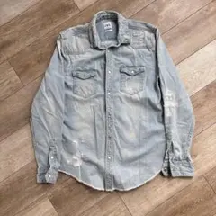 ZARA ダメージ加工 デニムシャツ(厚手)