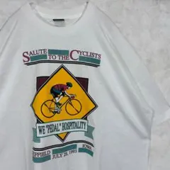 90s USA製【FRUIT OF THE LOOM】 自転車 黒タグ Tシャツのサムネイル