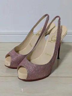 Christian Louboutin ラメ オープントゥ パンプスのサムネイル