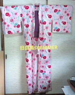 SWIMMER　ピンク　薔薇　ローズ　水色ドットリボン　柄　浴衣のサムネイル