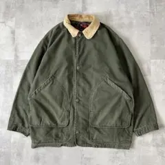 USA古着　nautica　ダックジャケット　フェード　カーキ　チェックライナー