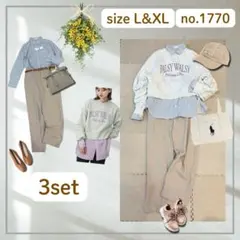 【新品あり】　レディース　きれいめカジュアルコーデ　パンツコーデ　L&LL 3点