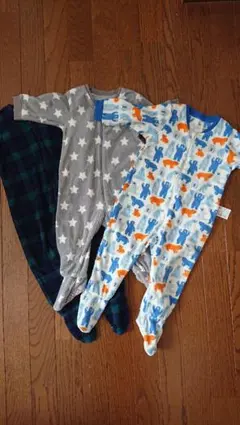 70cm80cm フリースロンパース3着セット