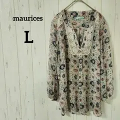maurices【L】花柄レース長袖チュニック　ボヘミアンスタイル 　秋✨
