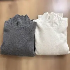 UNIQLO スフレヤーンニットセーター XL グレー ホワイト