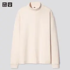ユニクロU　モックネックプルオーバー　Ｌ　ナチュラル　長袖