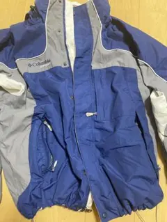 Columbia ナイロンジャケット 青 グレー ドローコード付き