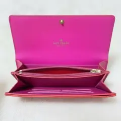 【希少美品】spade ケイトスペード 長財布　レッド　ピンク　内側ピンク